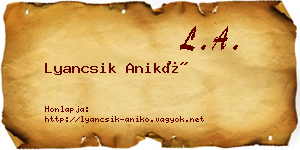 Lyancsik Anikó névjegykártya